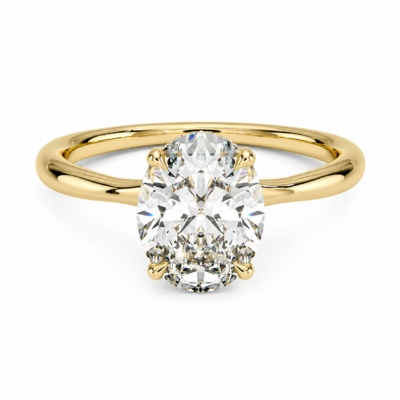 Oval Lab-Grown Diamond Hidden Halo Engagement Ring in 18K Yellow Gold